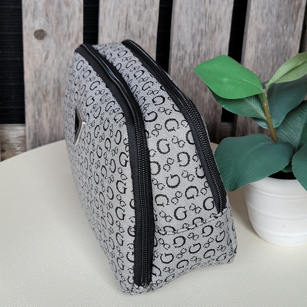 Guess Faux Leather Monogram Black and Gray Travel Bag - Picture 3 of 12